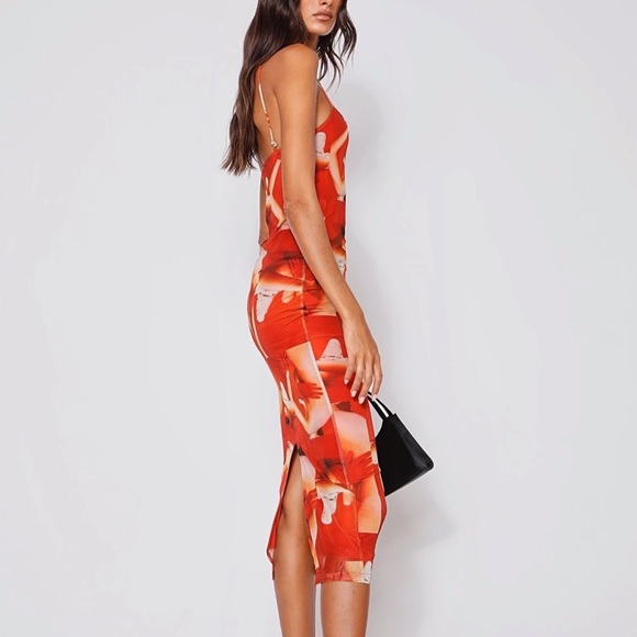 TIGER MIST adelle red print mesh midi dress - Picture 3 of 4